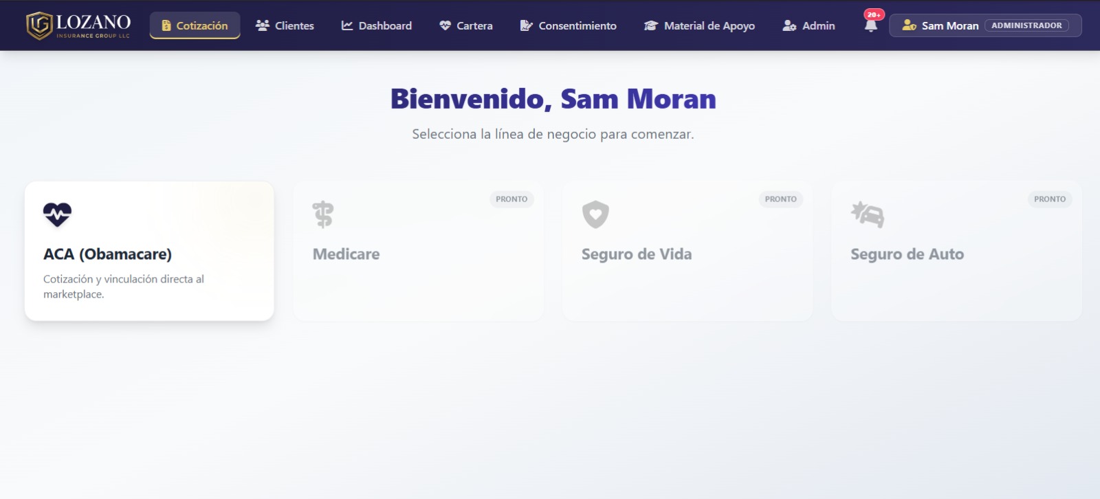 Vista de la cotización conectada a HealthSherpa